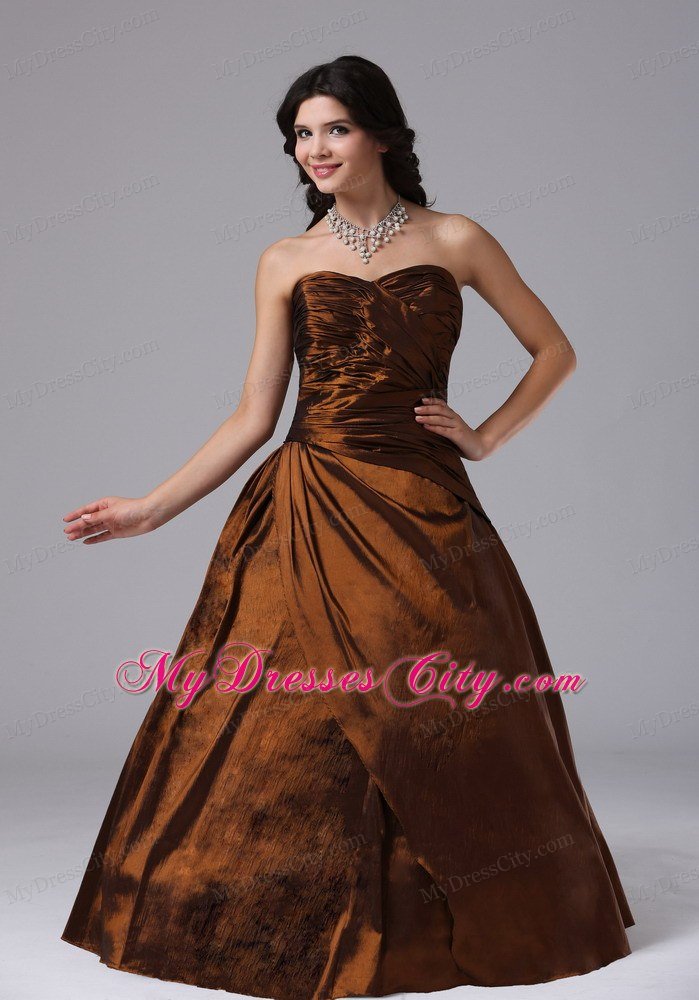 Brown Sweetheart Ruched Plus Size Prom Gowns for Ladies