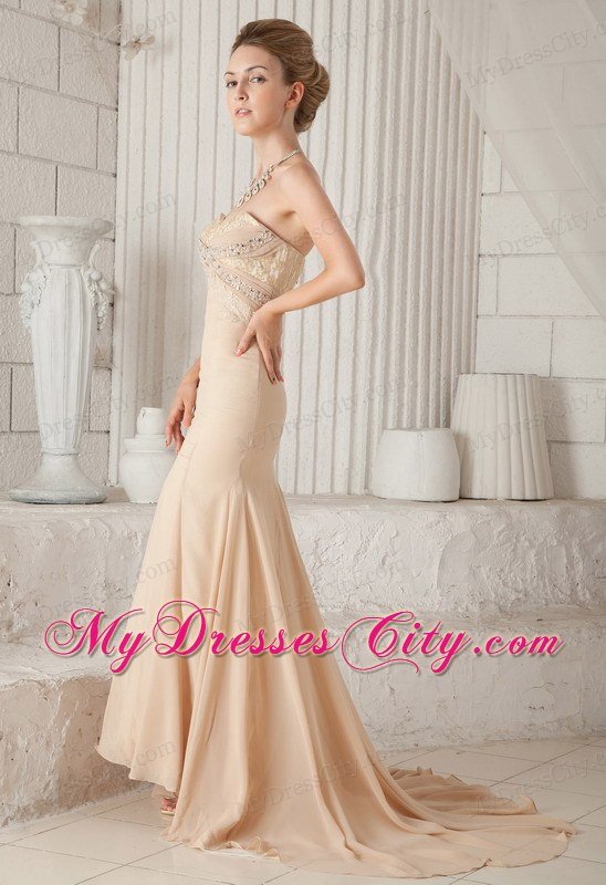 Mermaid Champagne Sweetheart Beading Prom Dress in Party