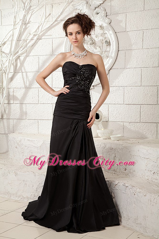 2013 Modest Black Prom Evening Dress with Sweetheart Taffeta