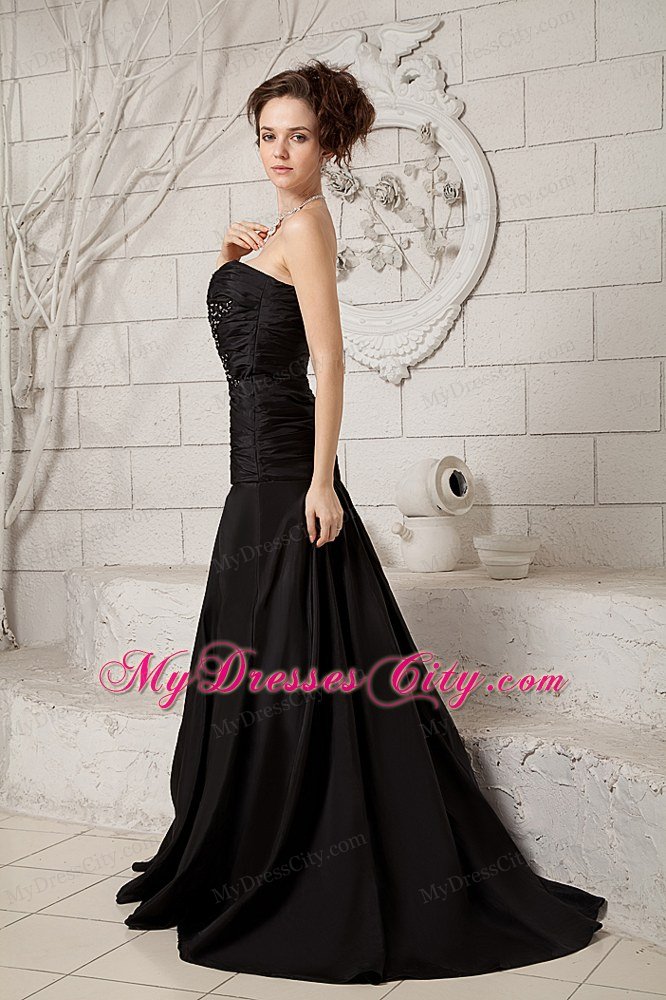 2013 Modest Black Prom Evening Dress with Sweetheart Taffeta