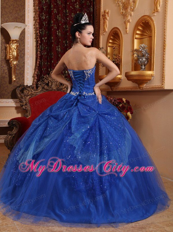 Sweetheart Floor-length Tulle Quinceanera Dress Appliqued