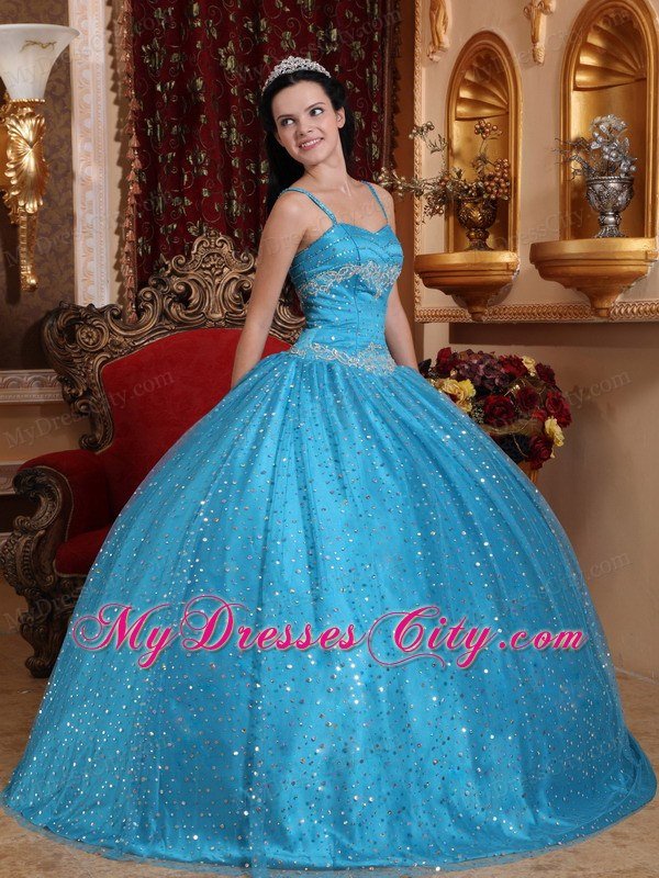 Spaghetti Straps Sequined Beading Quinceanera Dress under 200
