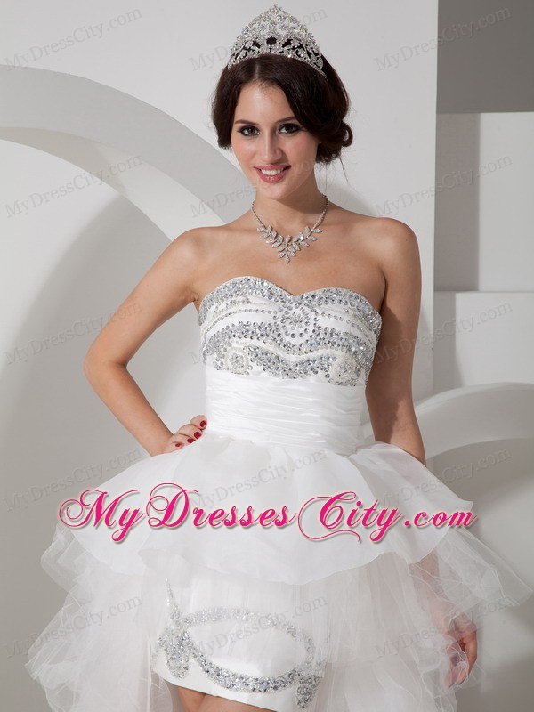 Lovely Beaded Sweetheart High-low Bridle Gown with Layered Train