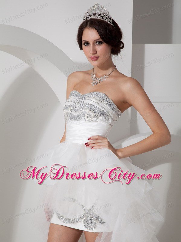 Lovely Beaded Sweetheart High-low Bridle Gown with Layered Train