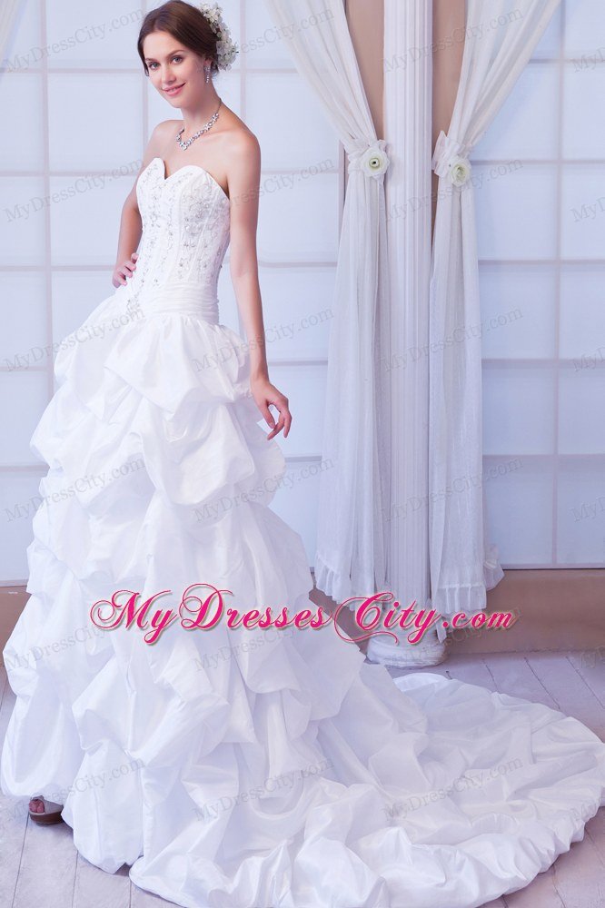 2013 Princess Sweetheart Beading Pick Ups Garden Dress for Wedding