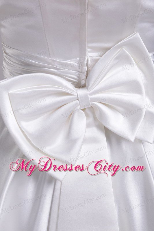 A-line Strapless Knee-length Zipper Back With Bowknot Wedding Dress