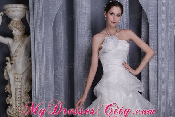 A-line Strapless Organza Hand Flower Wedding Anniversary Dress