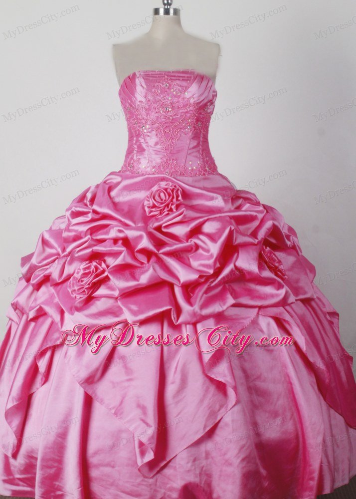 Beading Flowers Strapless Cheap Pageant Dresses for Juniors
