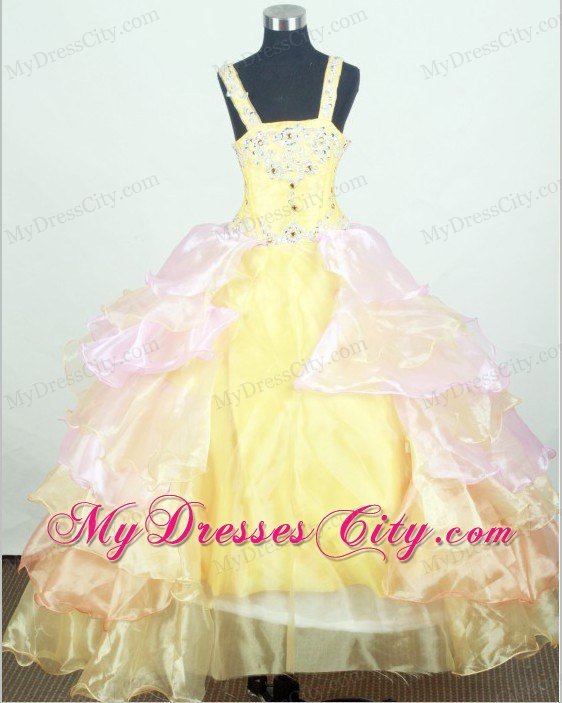 Appliques Little Girl Pageant Dresses With Ruffled Layers