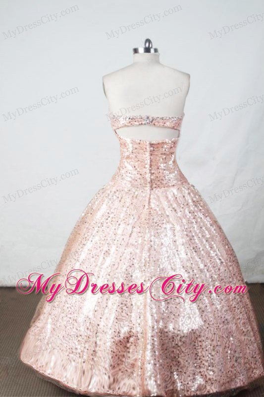 Paillette Sweetheart Watermelon Little Girl Pageant Dress Beaded