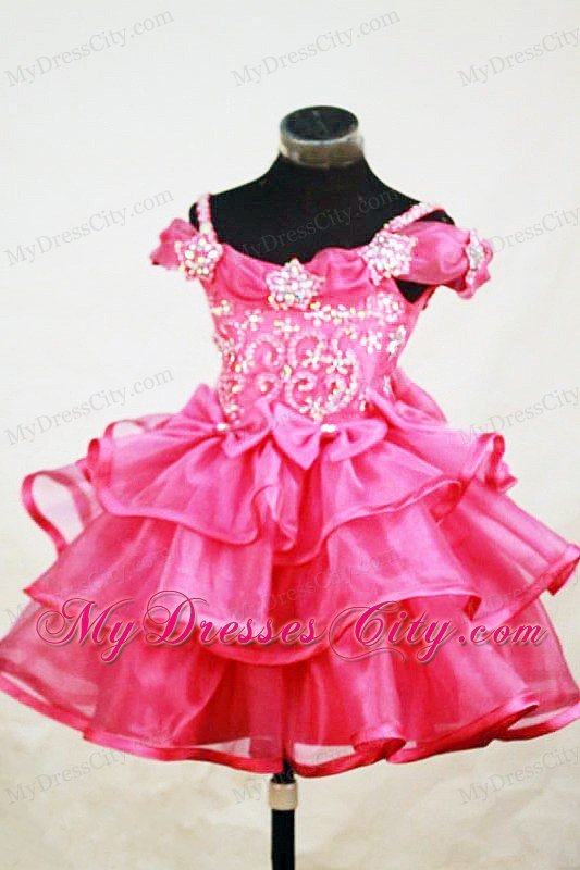 Beading Off the Shoulder Little Girl Pageant Dresses A-line Red Appliques