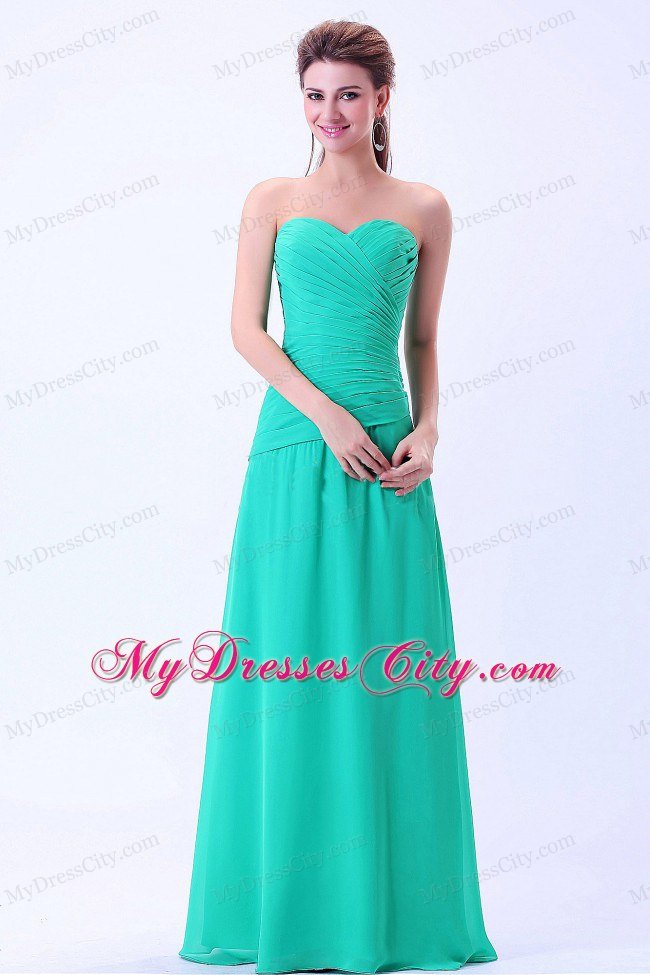 Sweetheart Turquoise Chiffon Evening Maxi Dresses Ruched - MyDressCity.com