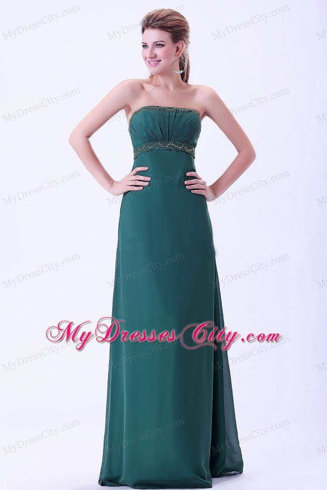 Long Strapless Ruching Evening Maxi Dresses with Beading
