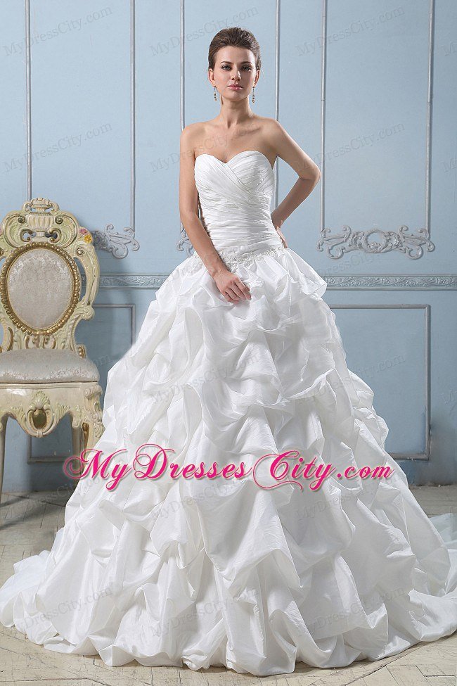 2013 Pick-ups Ball Gown Ruched Bodice Sweetheart Wedding Dress