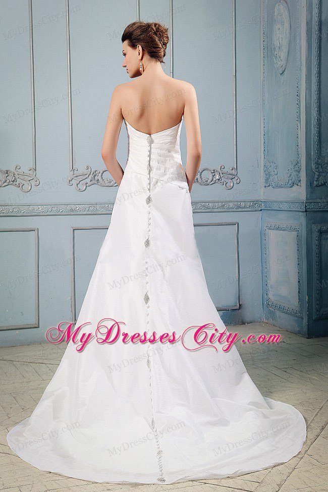 Simple Princess Sweetheart Appliques and Ruched Wedding Dress