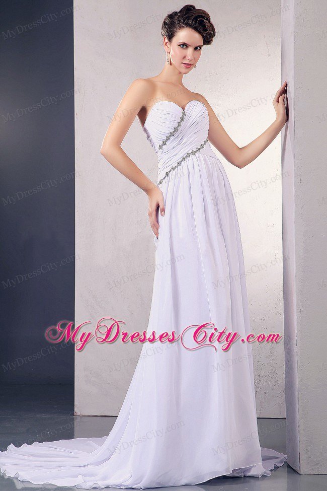Court Train Sweetheart Bridal Gown with Appliques and Ruching