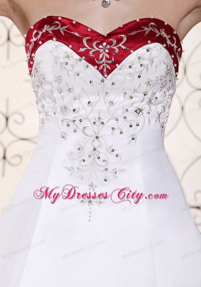 Sweetheart Embroidery and Beading Chapel Train Bridal Dresses under 250
