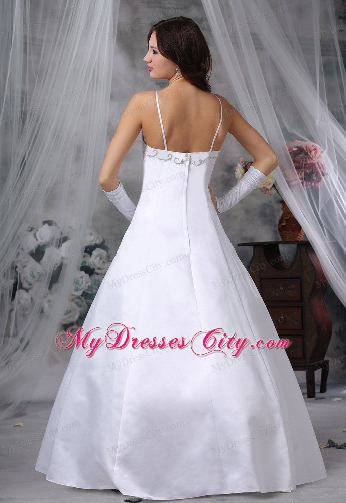Modest Embroidery Decorate Bodice Straps Floor-length Wedding Dress