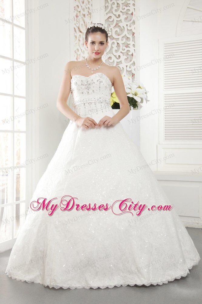 Sweetheart Rhinestone and Diamonds Lace-up Wedding Gown