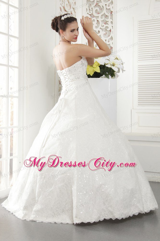 Sweetheart Rhinestone and Diamonds Lace-up Wedding Gown