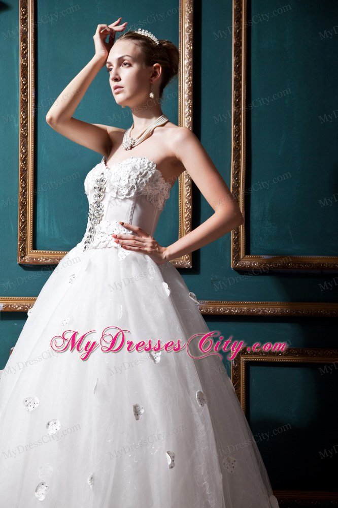 Sweetheart Lace-up Back Beading and Appliques Bridal Gown
