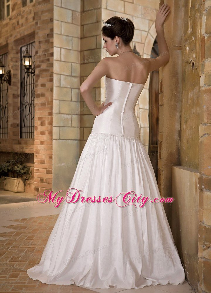 Strapless Sweetheart Beaded Bodice Bridal Dress with Ruches
