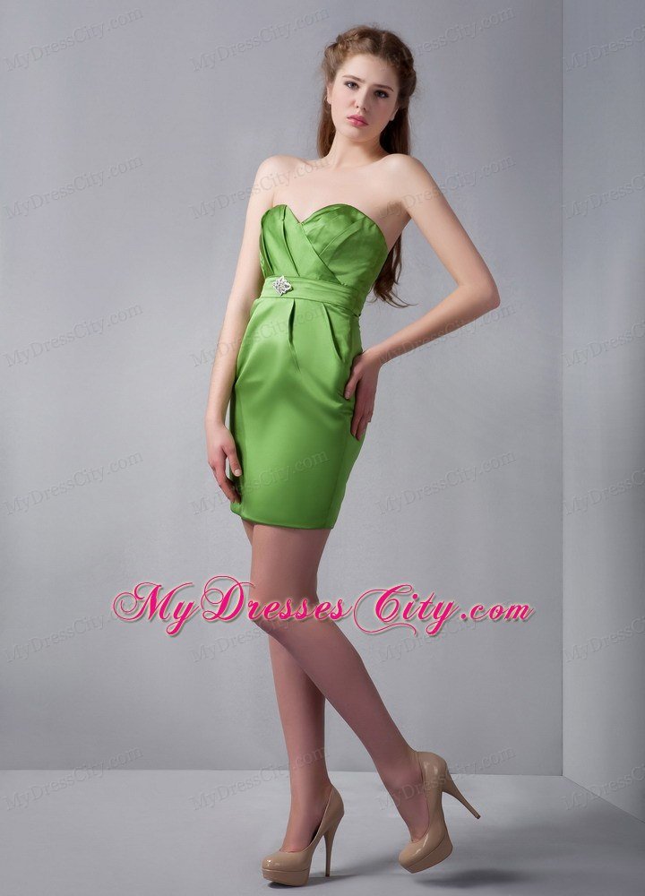 Bright Spring Green Sweetheart Mini-length Beaded Nightclub Dress