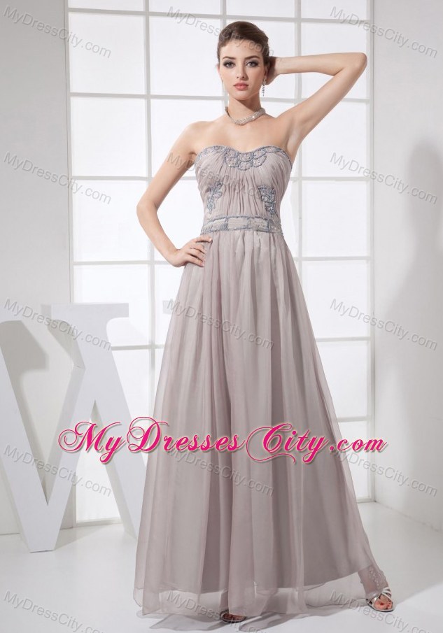 Beading Decorated Sweetheart Ankle-length Grey Pageant Dress