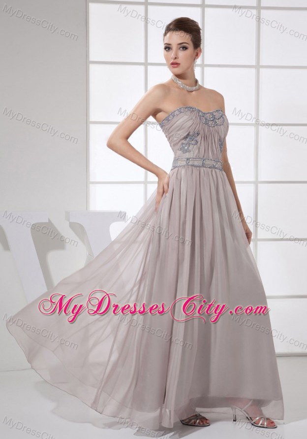Beading Decorated Sweetheart Ankle-length Grey Pageant Dress