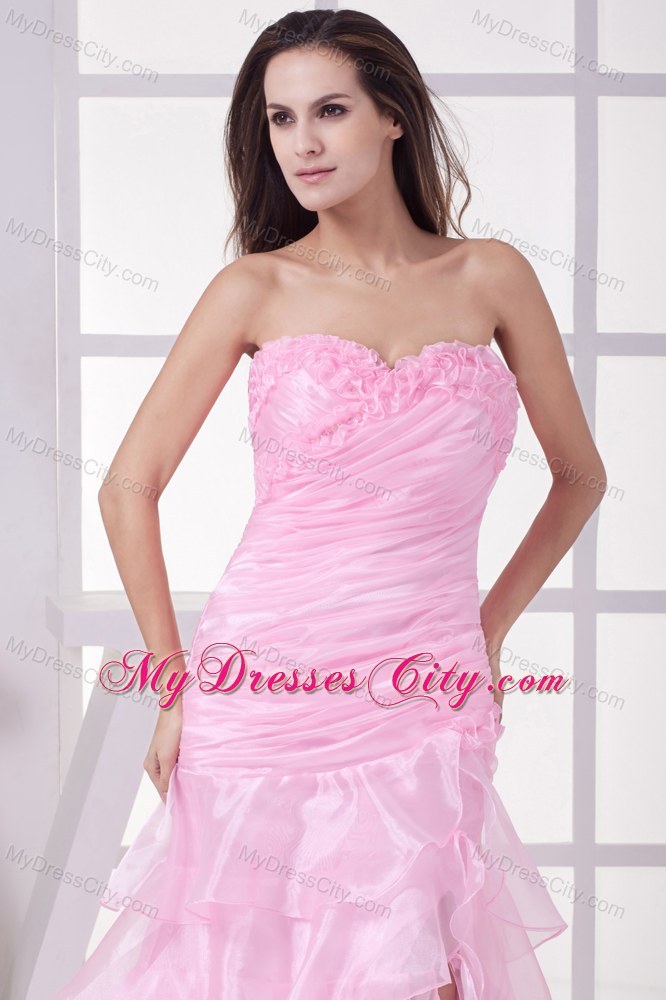 Floral Sweetheart Neckline Dress for Pageant with Layered Slit Skirt