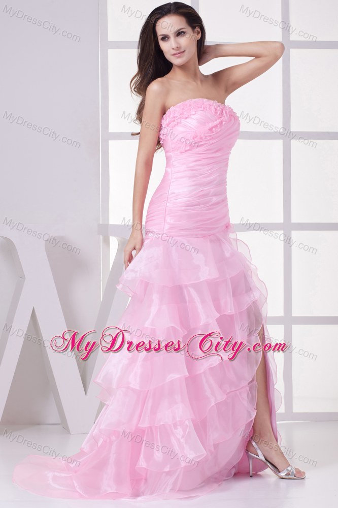 Floral Sweetheart Neckline Dress for Pageant with Layered Slit Skirt