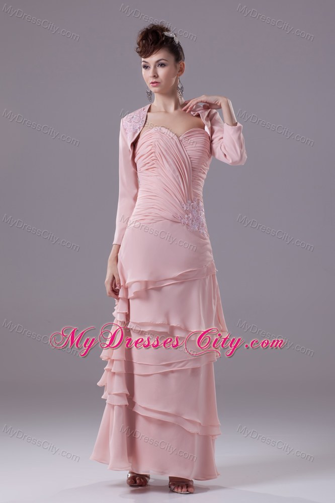 Ruched Bodice Asymmetric Layered Ankle-length Chiffon Pageant Dress
