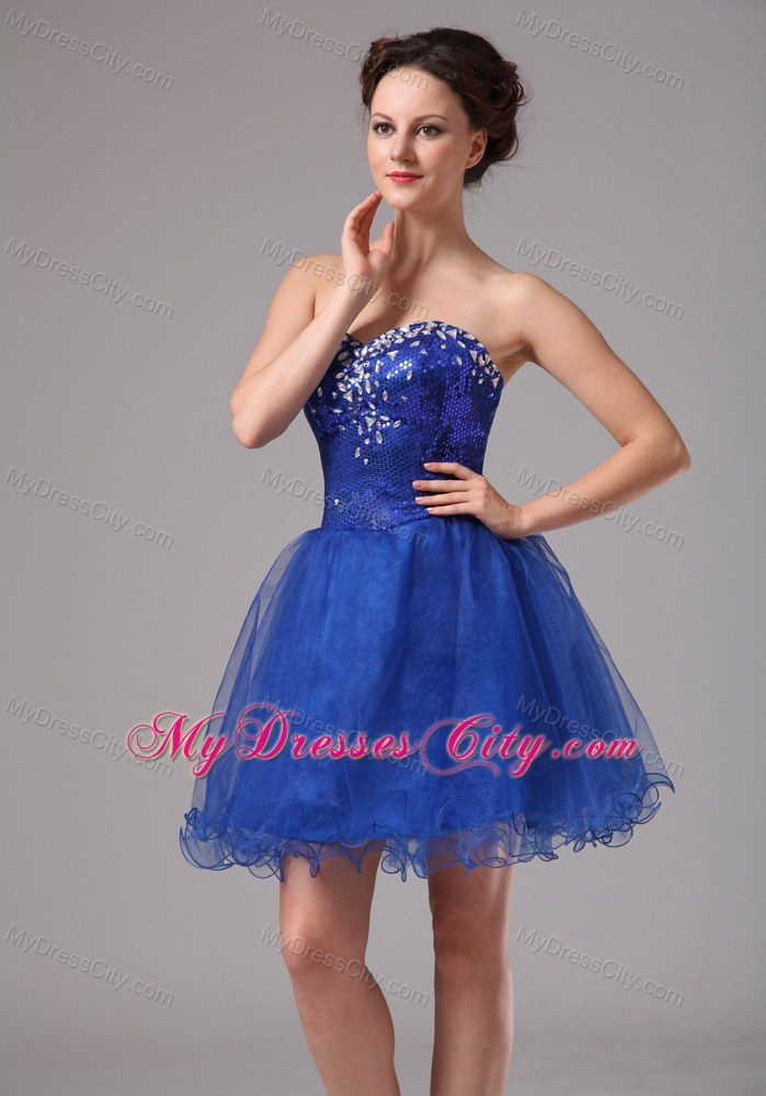 Royal Blue One Shoulder Chiffon Pageant Dress with Slits on the Side