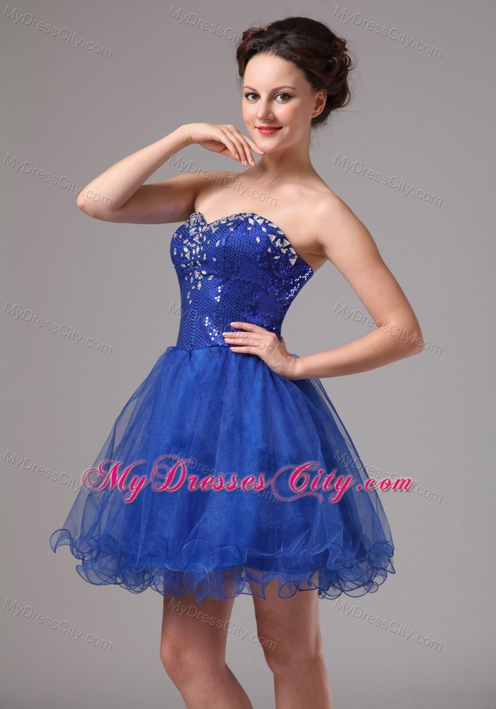 Royal Blue One Shoulder Chiffon Pageant Dress with Slits on the Side