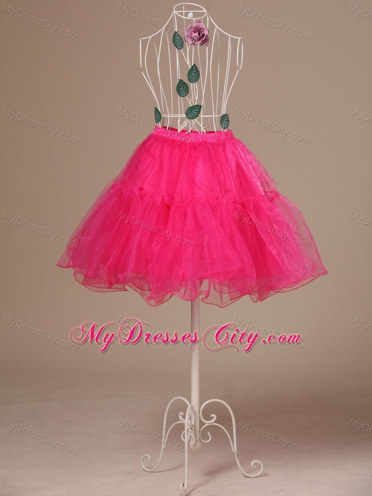Perfect Hot Pink Organza Mini-length Girls Petticoat
