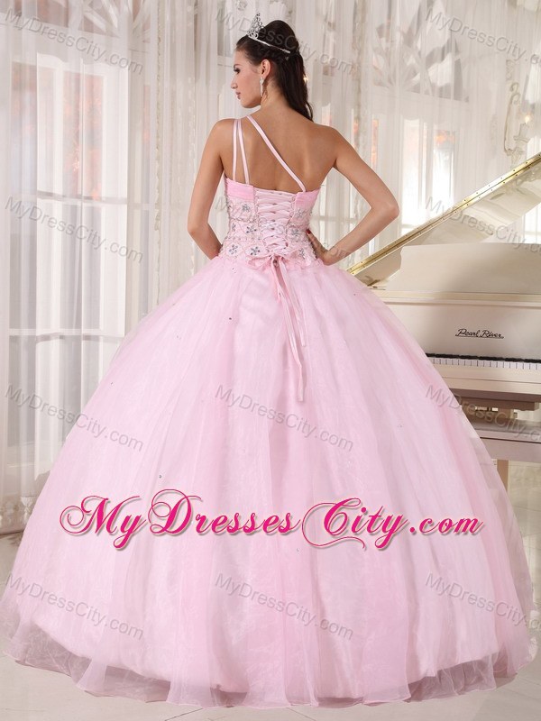 Baby Pink Single Strap with Beading Quinceanera Dress