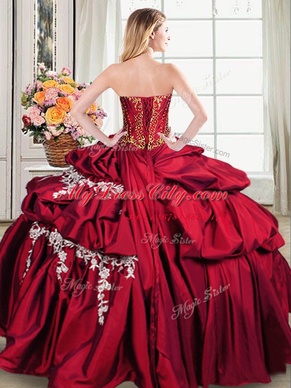 Taffeta Sleeveless Floor Length Quinceanera Gown and Beading and Appliques and Pick Ups