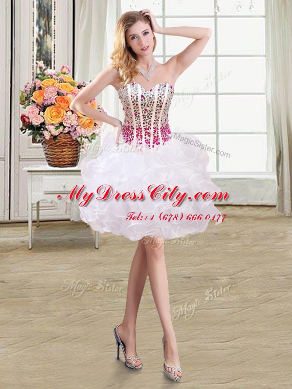 Three Piece Sleeveless Floor Length Beading and Ruffles Lace Up Vestidos de Quinceanera with White and Red
