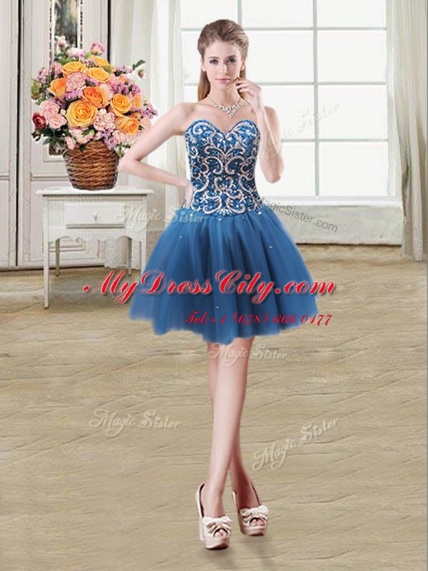Lovely Sequins Mini Length Ball Gowns Sleeveless Teal Cocktail Dresses Lace Up