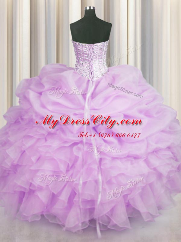 Low Price Sleeveless Lace Up Floor Length Beading and Ruffles Sweet 16 Quinceanera Dress