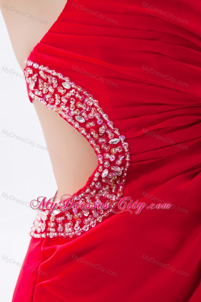 Beautiful Red Empire Chiffon Prom Maxi Dress with Straps