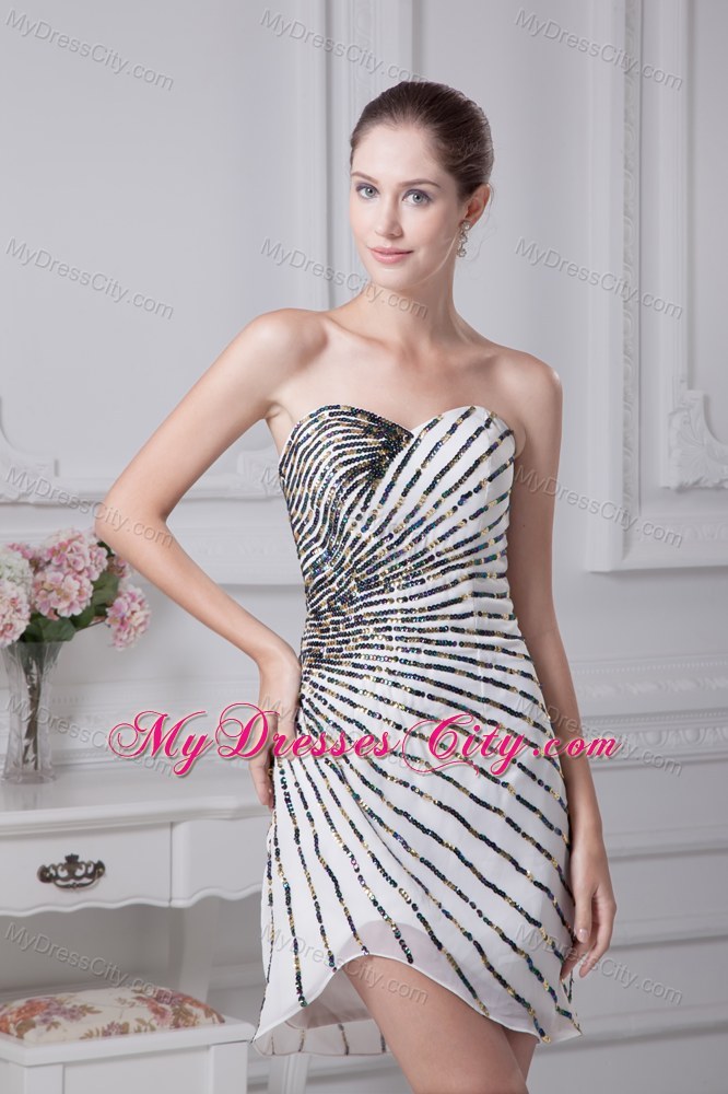 Mini-length Sweetheart Prom Cocktail Dress with Sequins