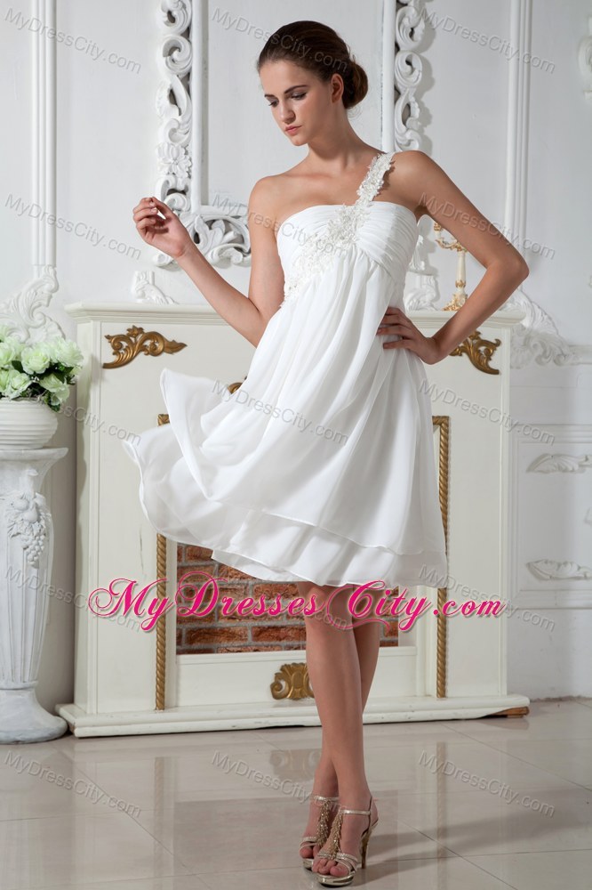 White One Shoulder Appliques Short Homecoming Prom Dresses