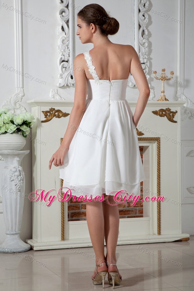 White One Shoulder Appliques Short Homecoming Prom Dresses