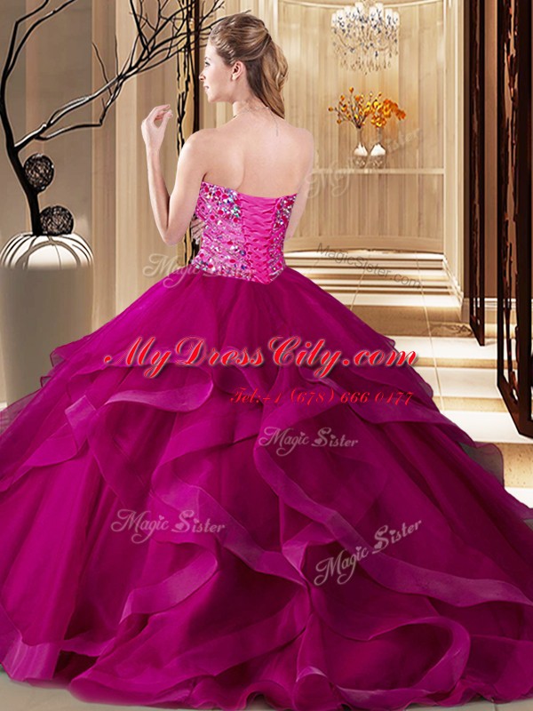 Eye-catching Wine Red Sleeveless Tulle Lace Up 15th Birthday Dress for Military Ball and Sweet 16 and Quinceanera