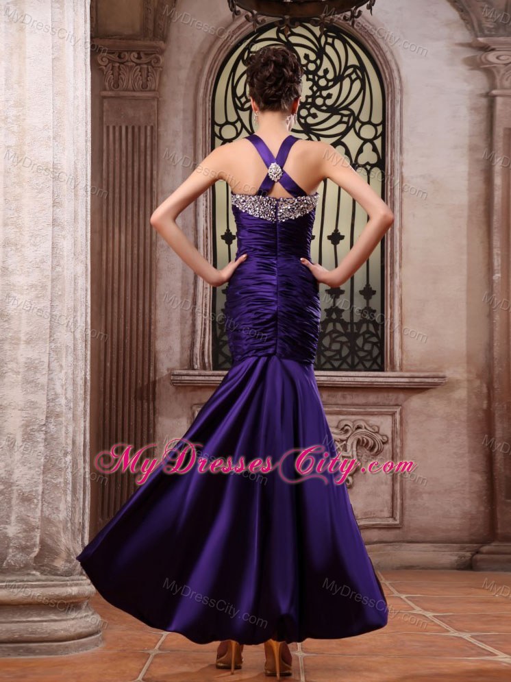 Straps Beaded Sweetheart Mermaid Ankle-length Dress for Prom