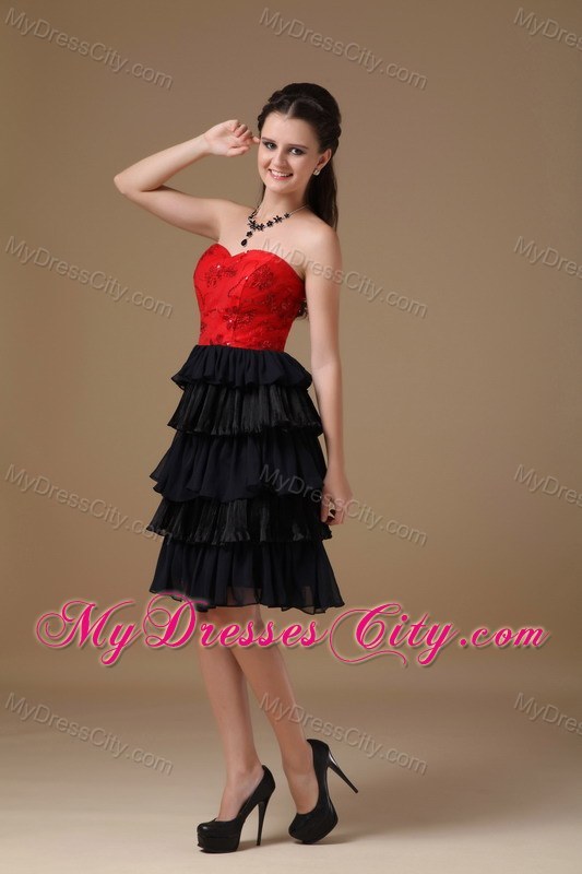 Black and Red A-line Sweetheart Short Prom Dress