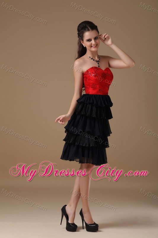 Black and Red A-line Sweetheart Short Prom Dress
