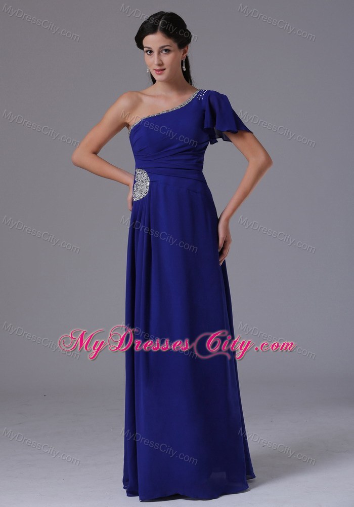Royal Blue One Shoulder Prom Dress Floor-length