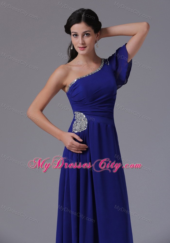 Royal Blue One Shoulder Prom Dress Floor-length